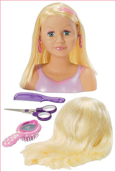 Модель для макияжа и причесок "Блондинка с волшебными волосами", 25 см 1 массажная щетка, 1 парик инфо 6537n.